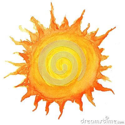 Sun in watercolor Stock Photo