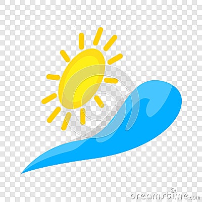 Sun and wave isometric icon Vector Illustration