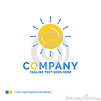 sun, weather, sunset, sunrise, summer Blue Yellow Business Logo Vector Illustration