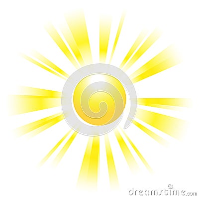 Sun with yellow fading rays Vector Illustration