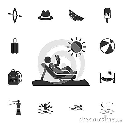 sunbathe reading a book icon. Detailed set of Summer illustrations. Premium quality graphic design icon. One of the collection ico Cartoon Illustration