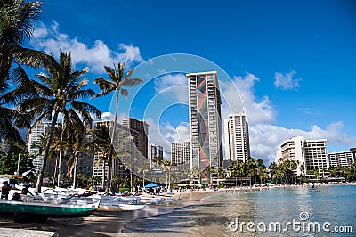 Sunbathers on Waikiki Editorial Stock Photo