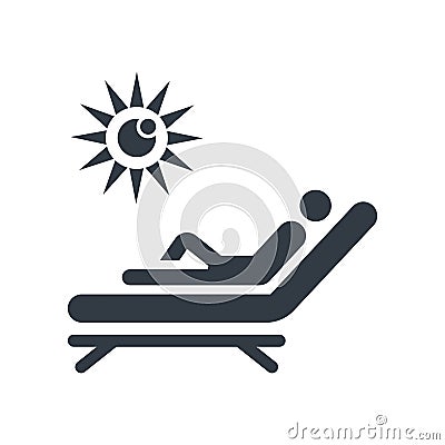 Sunbathing icon vector sign and symbol isolated on white background, Sunbathing logo concept Vector Illustration