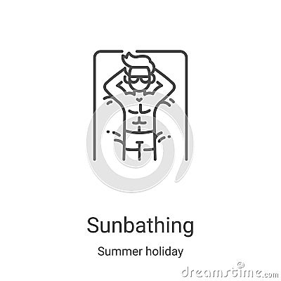 sunbathing icon vector from summer holiday collection. Thin line sunbathing outline icon vector illustration. Linear symbol for Vector Illustration
