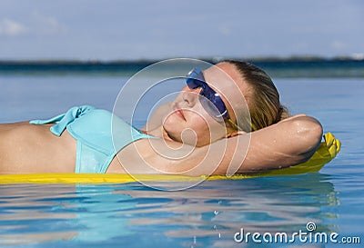 Sunbathing on vacation - Tahiti Stock Photo