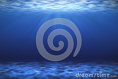 Sunbeam blue deep sea or ocean underwater background Stock Photo