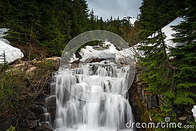 Sunbeam Creek Waterfalls Along Stevens Canyon Road, Mount Rainier National Park Stock Photo