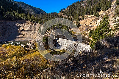 Sunbeam dam remains in Yankee Fork of the Jordan Creek in Idaho Stock Photo