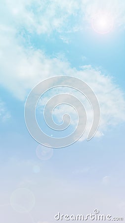 Sunbeam through the haze on blue sky, vertical Stock Photo