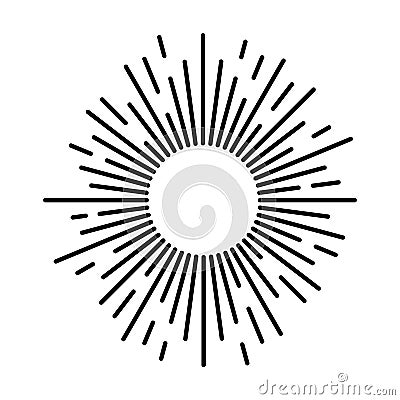 Sunbeam lines. Drawn hand motion starburst or fireworks explosion with beam rays and sparks for logo design vintage Vector Illustration