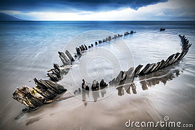 The Sunbeam ship wreck on the beach Stock Photo