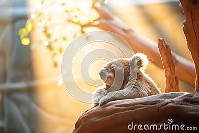 sunbeam spotlighting dozing koala Stock Photo