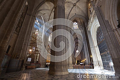 Sunbeams in Catedral de Sevilla, Spain Stock Photo
