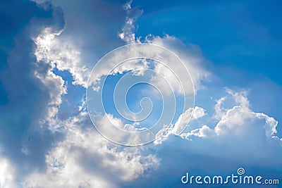 Sunbeams Light and Moody Cloudscape. Nature Background Concept Stock Photo