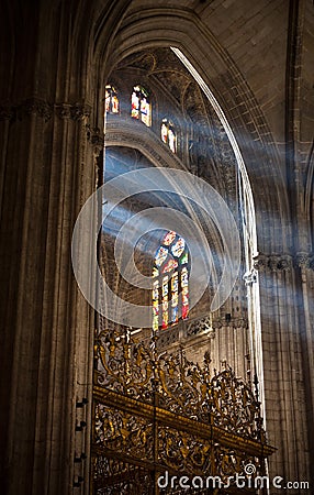 Sunbeams in Sevilla Cathedral, Spain Stock Photo