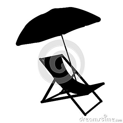 Sunbed with umbrella flat icon. Vector illustration Vector Illustration
