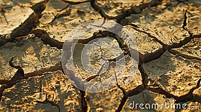 Sunbleached cracks run deep into the parched desert soil creating an intricate weblike pattern Stock Photo