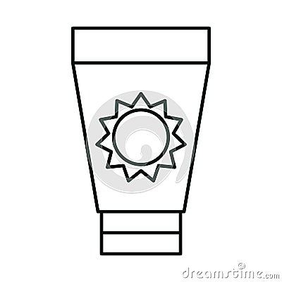 Sunblock bottle lotion protection linear icon style Vector Illustration
