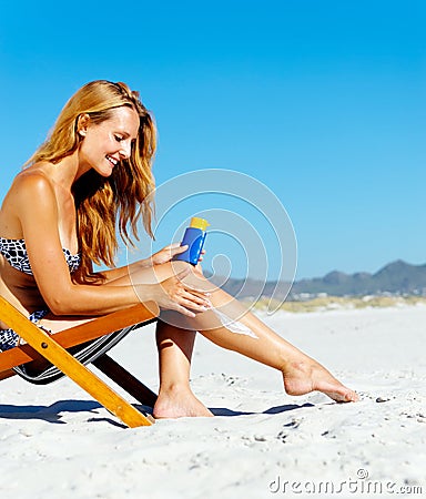 Sunblock woman Stock Photo