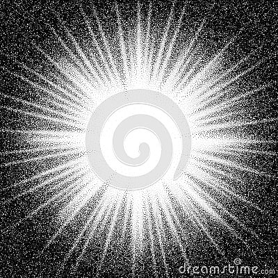 Sunburst. Abstract vector black and white halftone background Vector Illustration