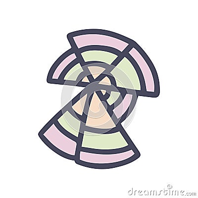 sunburst chart color vector doodle simple icon Vector Illustration