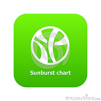 Sunburst chart icon green vector Vector Illustration