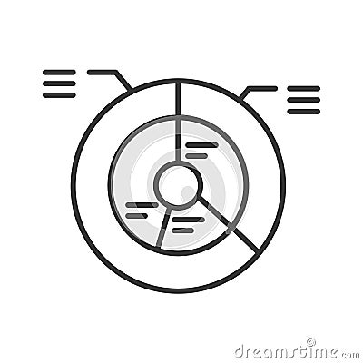 Sunburst chart line black icon. Record keeping concept. Visual comparison of data. Sign for web page, mobile app, button, logo Vector Illustration