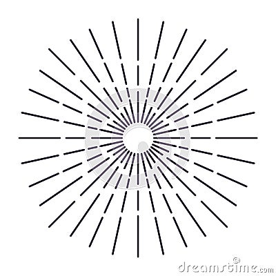 Sunburst firework explosion, bursting or light rays, linear drawing. Vector trendy hand drawn retro isolated design Vector Illustration