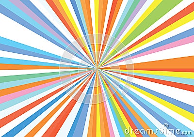 Sunburst Stripe Ray Colorful Rainbow Background Pattern Vector Illustration