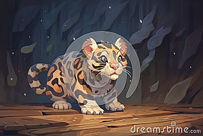a sunda clouded leopard prowling at night Stock Photo