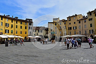 Sunday Antique Fair, Central Square, Lucca, Tuscany, Italy Editorial Stock Photo