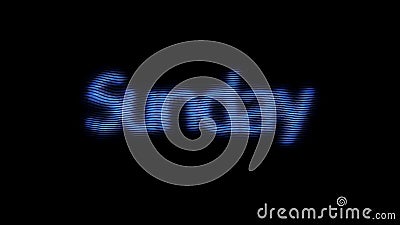 The Sunday blue text shining on black background, weekend concept, seamless loop. Animation. A day of week Sunday on the Stock Photo