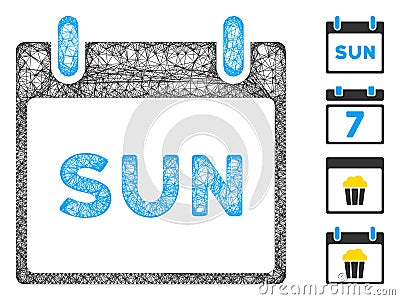 Sunday Calendar Page Web Vector Mesh Illustration Cartoon Illustration