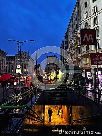Sunday evening in Corso Buenos Aires, Milan Editorial Stock Photo