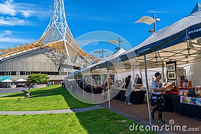 Sunday market near Arts center in Melbourne, Victoria, Australia Editorial Stock Photo