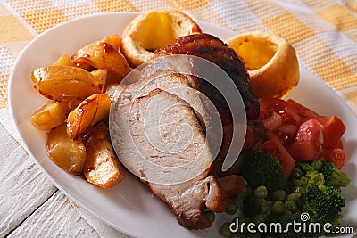Sunday Roast on the plate closeup. horizontal Stock Photo