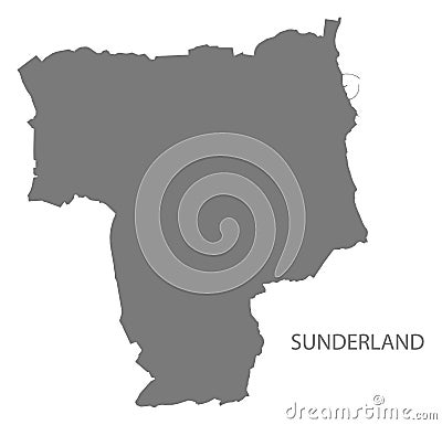 Sunderland city map grey illustration silhouette shape Vector Illustration