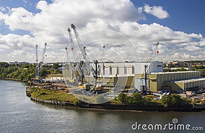 Sunderland, UK - Sunday 21st August 2022: Liebherr cranes a factory in the heart of sunderland tyne and wear Editorial Stock Photo