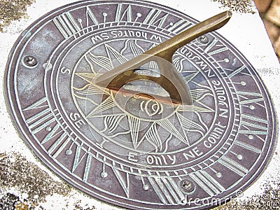 Sundial clock face with roman numerals Stock Photo