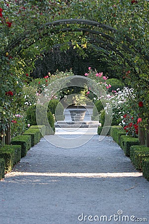 Sundial in the rose garden Stock Photo