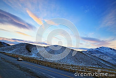 Sundown at Lindis Pass Tarras Viewpoint Stock Photo