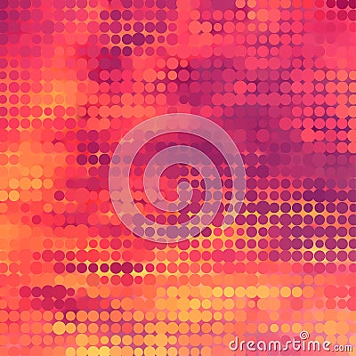 Sundown themed background with circular grid Vector Illustration