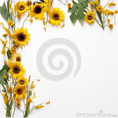 Sunflower border for a touch of whimsy Stock Photo