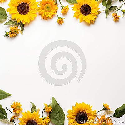 Sunflower border for a touch of whimsy Stock Photo