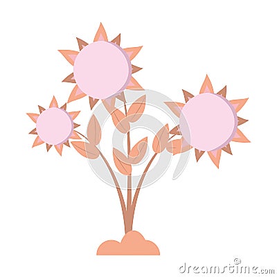 sunflower floral pretty round Cartoon Illustration