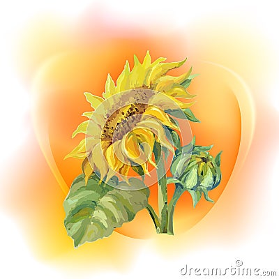 Sunflower frame background Vector Illustration