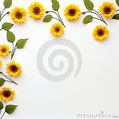 Sunflower Frame with Copy Area Blossoming Beauty Stock Photo