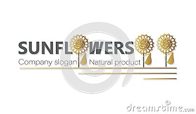 Sunflower gold. Vector logo, emblem, trademark isolated on white background. Business project Vector Illustration