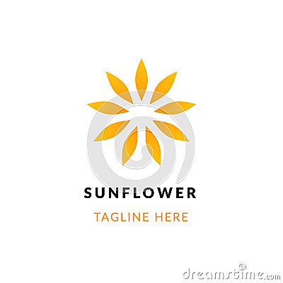 Sunflower icon logo. Gradient sun flower logotype concept on white background flat style. Botanical icon for yoga, wellness spa Vector Illustration