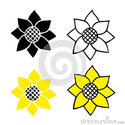 Sunflower, icon set, vector drawing. Vector Illustration